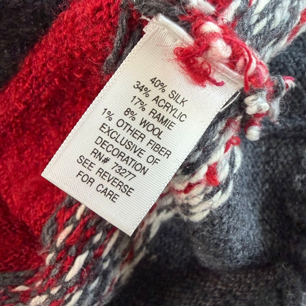 Holiday Winter Cardigan Sweater Womens Red Embroidered Cardinal Full Zip - Small - Picture 7 of 12